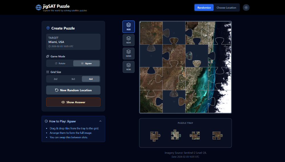 jigSAT, Satellite Imagery Puzzle Game