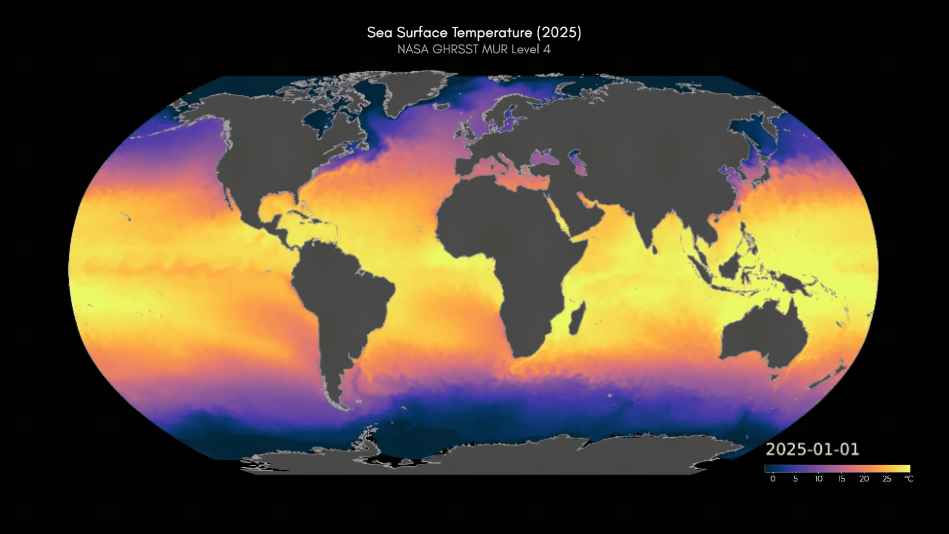 Timelapse of global sea surface temperature.